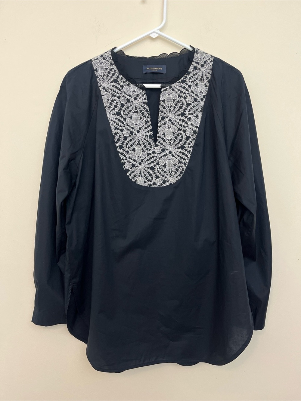 Women’s Piazza Sempioni Made In Italy Black Blouse Tunic Size 50 XL